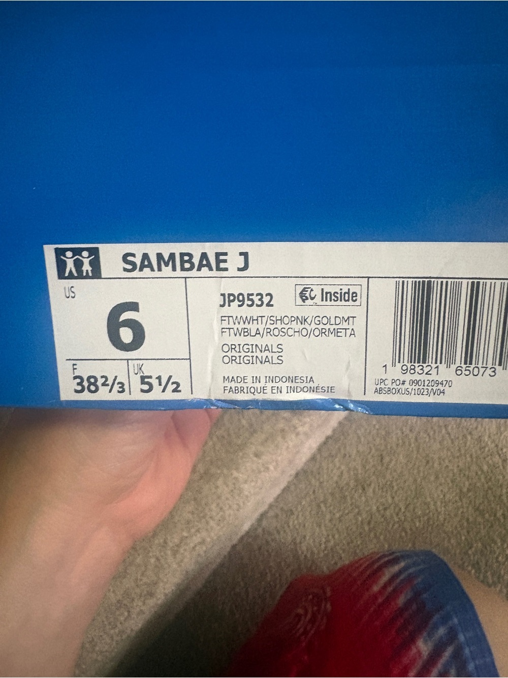Adidas Sambae J Kids 6 Women’s 7.5 White Shock Pink Gold JP9532 New - Picture 5 of 5
